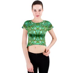 Abstract #8   Aqua Jungle 6000 Crew Neck Crop Top