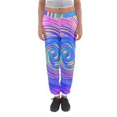 Cool Abstract Pink Blue And Yellow Twirl Liquid Art Women s Jogger Sweatpants by myrubiogarden