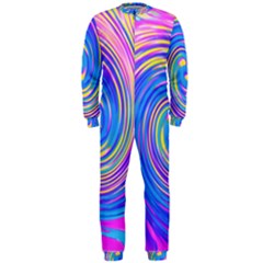 Cool Abstract Pink Blue And Yellow Twirl Liquid Art Onepiece Jumpsuit (men)  by myrubiogarden