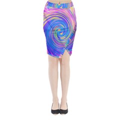 Cool Abstract Pink Blue And Yellow Twirl Liquid Art Midi Wrap Pencil Skirt by myrubiogarden