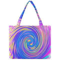 Cool Abstract Pink Blue And Yellow Twirl Liquid Art Mini Tote Bag by myrubiogarden