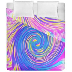 Cool Abstract Pink Blue And Yellow Twirl Liquid Art Duvet Cover Double Side (california King Size) by myrubiogarden