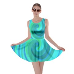 Groovy Cool Abstract Aqua Liquid Art Swirl Painting Skater Dress by myrubiogarden