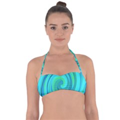 Groovy Cool Abstract Aqua Liquid Art Swirl Painting Halter Bandeau Bikini Top by myrubiogarden