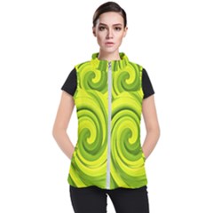 Groovy Abstract Green Liquid Art Swirl Painting Women s Puffer Vest by myrubiogarden