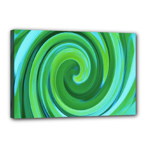 Groovy Abstract Turquoise Liquid Swirl Painting Canvas 18  X 12  (stretched) by myrubiogarden
