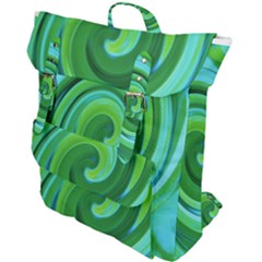 Groovy Abstract Turquoise Liquid Swirl Painting Buckle Up Backpack by myrubiogarden