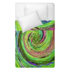 Groovy Abstract Green And Crimson Liquid Swirl Duvet Cover Double Side (single Size) by myrubiogarden