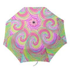 Groovy Abstract Pink And Blue Liquid Swirl Painting Folding Umbrellas by myrubiogarden