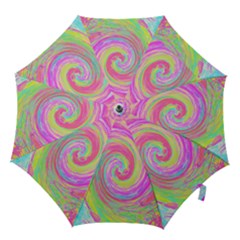 Groovy Abstract Pink And Blue Liquid Swirl Painting Hook Handle Umbrellas (small) by myrubiogarden