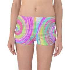 Groovy Abstract Pink And Blue Liquid Swirl Painting Reversible Boyleg Bikini Bottoms by myrubiogarden