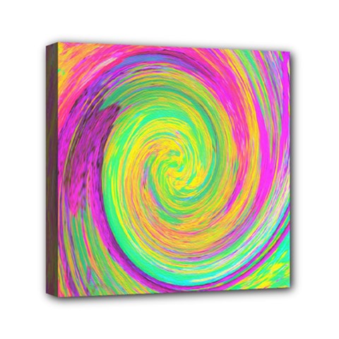 Groovy Abstract Purple And Yellow Liquid Swirl Mini Canvas 6  X 6  (stretched) by myrubiogarden