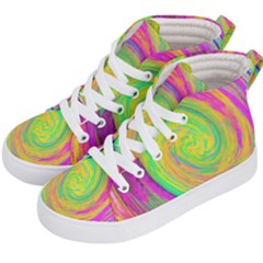 Groovy Abstract Purple And Yellow Liquid Swirl Kids  Hi-top Skate Sneakers by myrubiogarden