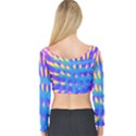 Pink, Blue And Yellow Abstract Coneflower Long Sleeve Crop Top View2