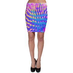 Pink, Blue And Yellow Abstract Coneflower Bodycon Skirt by myrubiogarden