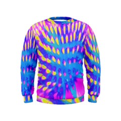 Pink, Blue And Yellow Abstract Coneflower Kids  Sweatshirt by myrubiogarden