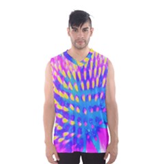 Pink, Blue And Yellow Abstract Coneflower Men s Basketball Tank Top by myrubiogarden