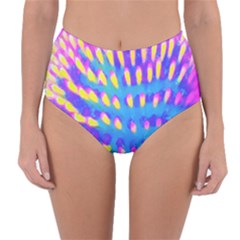 Pink, Blue And Yellow Abstract Coneflower Reversible High-waist Bikini Bottoms by myrubiogarden