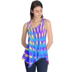 Pink, Blue And Yellow Abstract Coneflower Sleeveless Tunic by myrubiogarden