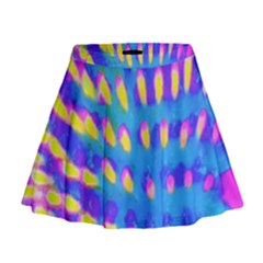 Pink, Blue And Yellow Abstract Coneflower Mini Flare Skirt by myrubiogarden