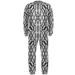 Black And White Intricate Modern Geometric Pattern Onepiece Jumpsuit (men)  by dflcprintsclothing