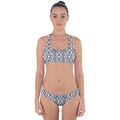 Black And White Intricate Modern Geometric Pattern Cross Back Hipster Bikini Set by dflcprintsclothing