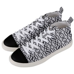 Black And White Intricate Modern Geometric Pattern Men s Mid-top Canvas Sneakers by dflcprintsclothing