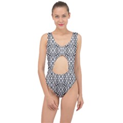 Black And White Intricate Modern Geometric Pattern Center Cut Out Swimsuit by dflcprintsclothing