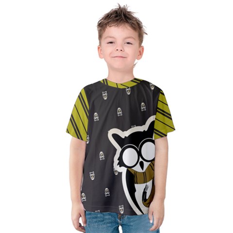 Yellow/black Owl Kids  Cotton Tee by TransfiguringAdoptionStore