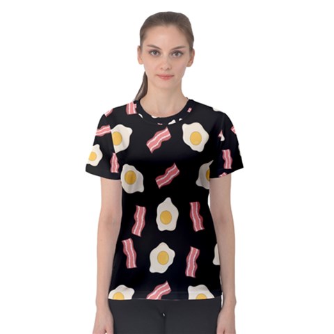 Bacon And Egg Pop Art Pattern Women s Sport Mesh Tee by Valentinaart