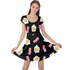 Bacon And Egg Pop Art Pattern Cap Sleeve Dress by Valentinaart