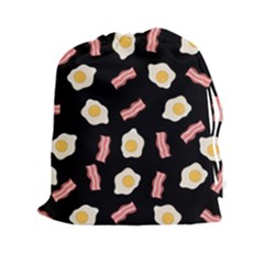 Bacon And Egg Pop Art Pattern Drawstring Pouch (xxl) by Valentinaart