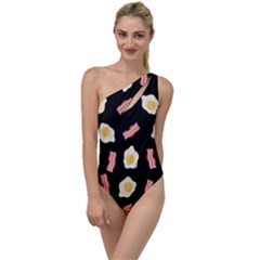 Bacon And Egg Pop Art Pattern To One Side Swimsuit by Valentinaart