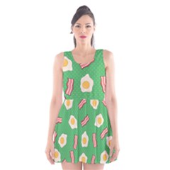 Bacon And Egg Pop Art Pattern Scoop Neck Skater Dress by Valentinaart