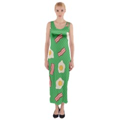 Bacon and Egg Pop Art Pattern Fitted Maxi Dress