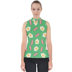 Bacon And Egg Pop Art Pattern Mock Neck Shell Top by Valentinaart