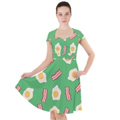 Bacon and Egg Pop Art Pattern Cap Sleeve Midi Dress