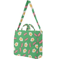 Bacon And Egg Pop Art Pattern Square Shoulder Tote Bag by Valentinaart