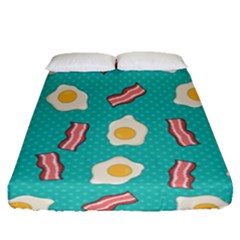 Bacon And Egg Pop Art Pattern Fitted Sheet (queen Size) by Valentinaart