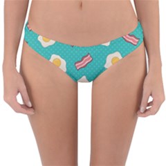 Bacon And Egg Pop Art Pattern Reversible Hipster Bikini Bottoms by Valentinaart