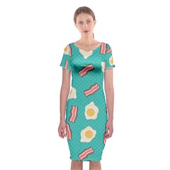 Bacon And Egg Pop Art Pattern Classic Short Sleeve Midi Dress by Valentinaart
