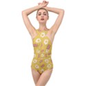 Bacon and Egg Pop Art Pattern Cross Front Low Back Swimsuit View1