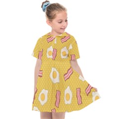 Bacon And Egg Pop Art Pattern Kids  Sailor Dress by Valentinaart