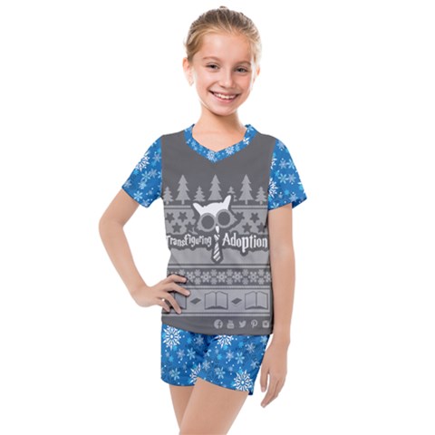 Blue/gray Owl Kids  Mesh Tee And Shorts Set by TransfiguringAdoptionStore