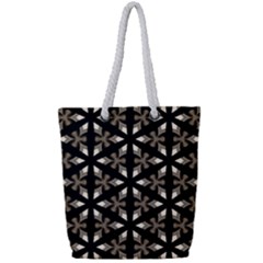 Earth Tone Floral  Full Print Rope Handle Tote (small)