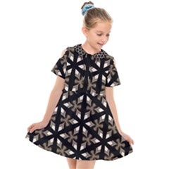 Earth Tone Floral  Kids  Short Sleeve Shirt Dress by kenique