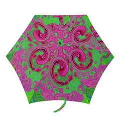 Groovy Abstract Green And Red Lava Liquid Swirl Mini Folding Umbrellas by myrubiogarden