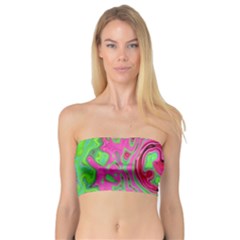 Groovy Abstract Green And Red Lava Liquid Swirl Bandeau Top by myrubiogarden