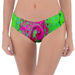 Groovy Abstract Green And Red Lava Liquid Swirl Reversible Classic Bikini Bottoms by myrubiogarden