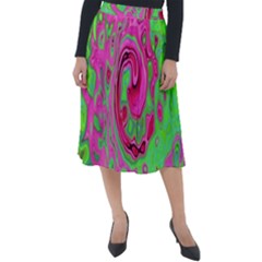 Groovy Abstract Green And Red Lava Liquid Swirl Classic Velour Midi Skirt 